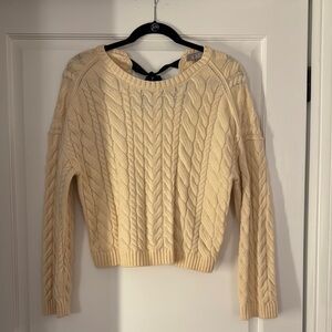 J. Crew tie-back XS Cable Knit Cream Sweater